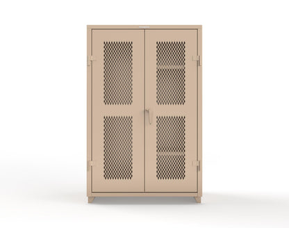 Extra Heavy Duty 14 GA Ventilated (Diamond) Janitorial Cabinet with 3 Shelves - 48 In. W x 24 In. D x 75 In. H - 46-V-BC-243-L-1019