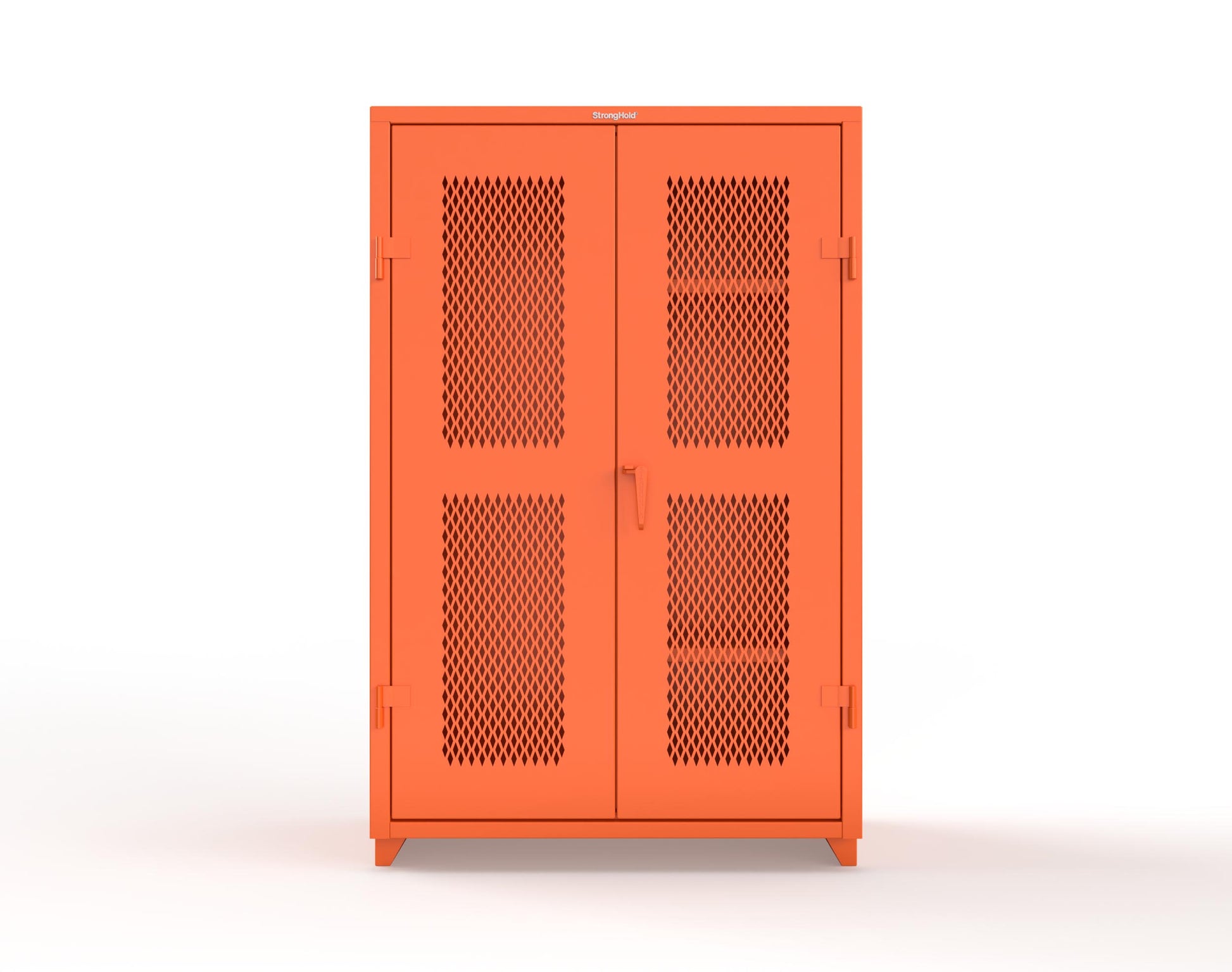 Extra Heavy Duty 14 GA Ventilated (Diamond) Janitorial Cabinet with 3 Shelves - 48 In. W x 24 In. D x 75 In. H - 46-V-BC-243-L-2009