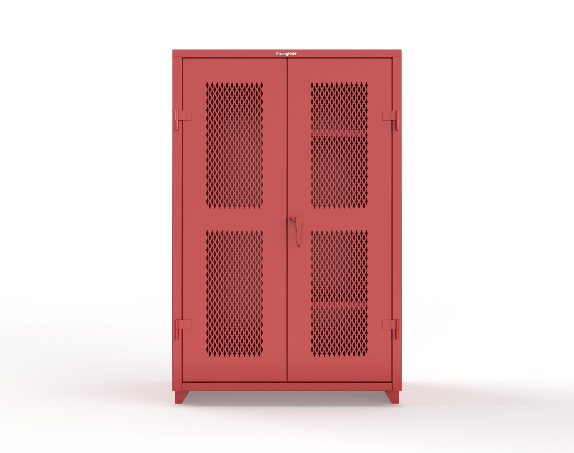 Extra Heavy Duty 14 GA Ventilated (Diamond) Janitorial Cabinet with 3 Shelves - 48 In. W x 24 In. D x 75 In. H - 46-V-BC-243-L-3001