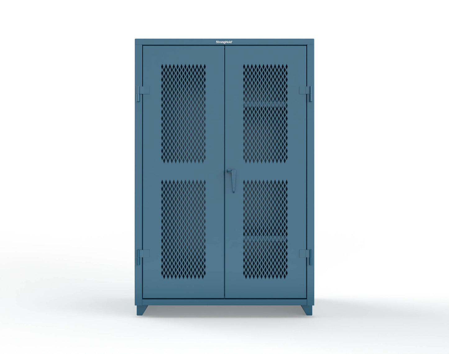 Extra Heavy Duty 14 GA Ventilated (Diamond) Janitorial Cabinet with 3 Shelves - 48 In. W x 24 In. D x 75 In. H - 46-V-BC-243-L-5001