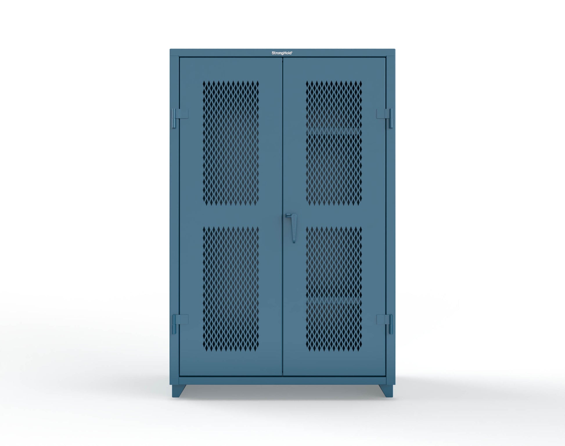 Extra Heavy Duty 14 GA Ventilated (Diamond) Janitorial Cabinet with 3 Shelves - 48 In. W x 24 In. D x 75 In. H - 46-V-BC-243-L-5001