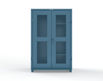 Extra Heavy Duty 14 GA Ventilated (Diamond) Janitorial Cabinet with 3 Shelves - 48 In. W x 24 In. D x 75 In. H - 46-V-BC-243-L-5001