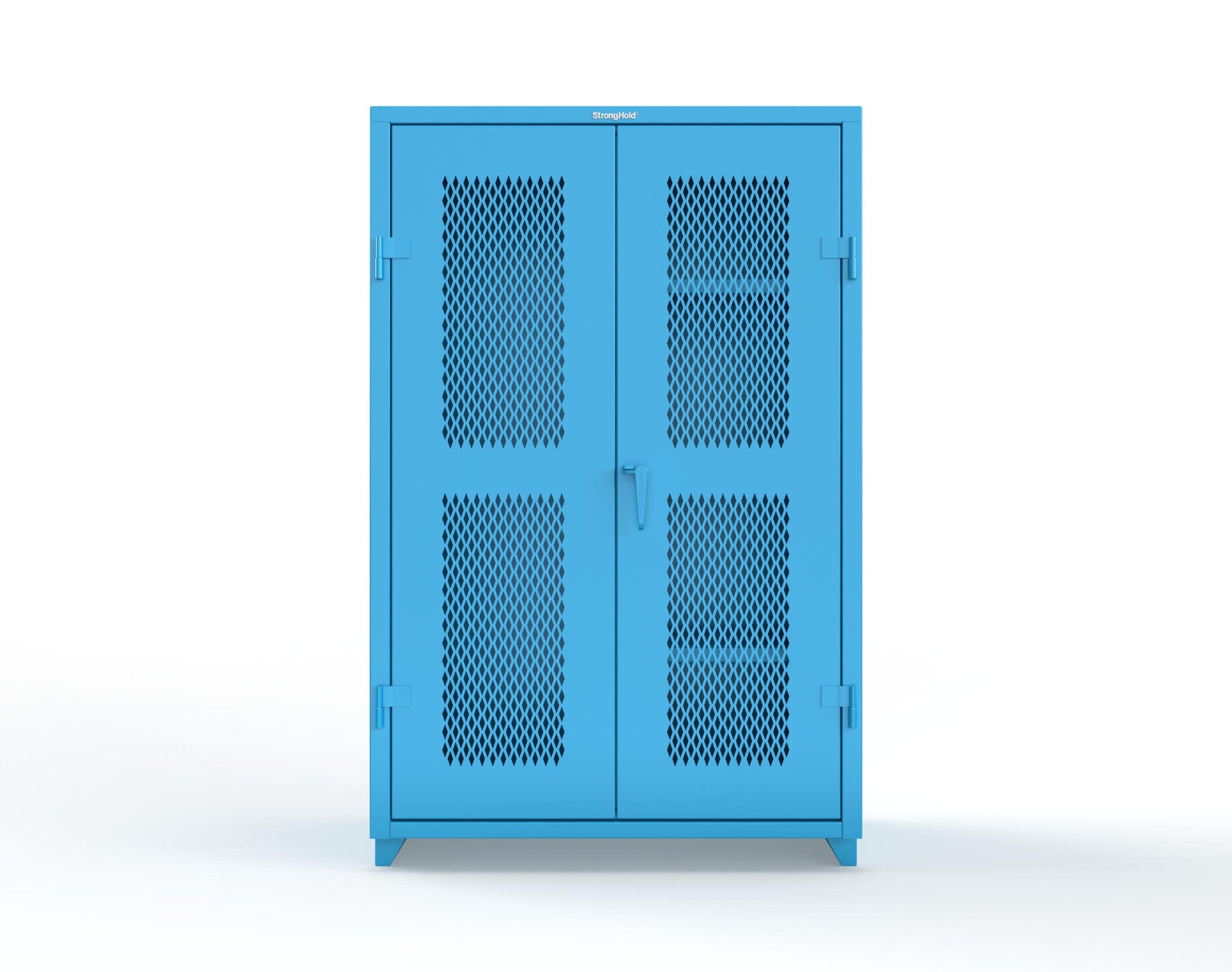 Extra Heavy Duty 14 GA Ventilated (Diamond) Janitorial Cabinet with 3 Shelves - 48 In. W x 24 In. D x 75 In. H - 46-V-BC-243-L-5012