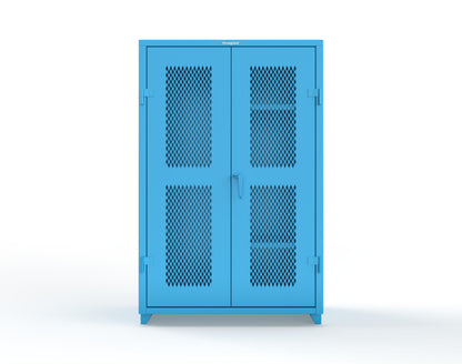 Extra Heavy Duty 14 GA Ventilated (Diamond) Janitorial Cabinet with 3 Shelves - 48 In. W x 24 In. D x 75 In. H - 46-V-BC-243-L-5012