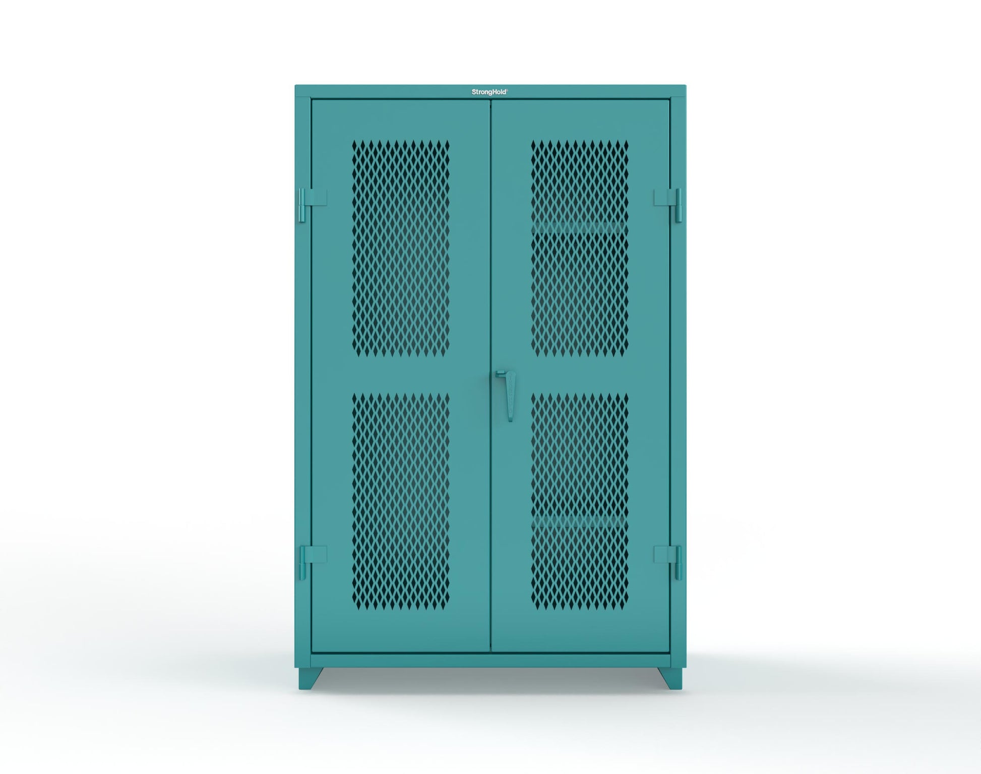 Extra Heavy Duty 14 GA Ventilated (Diamond) Janitorial Cabinet with 3 Shelves - 48 In. W x 24 In. D x 75 In. H - 46-V-BC-243-L-5021