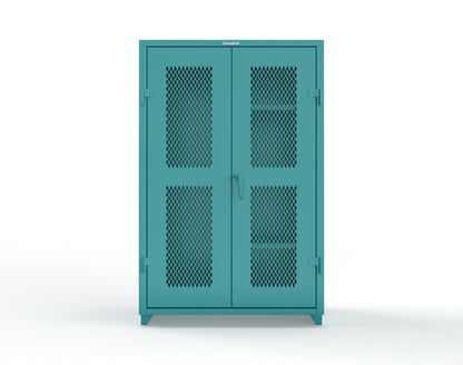 Extra Heavy Duty 14 GA Ventilated (Diamond) Janitorial Cabinet with 3 Shelves - 48 In. W x 24 In. D x 75 In. H - 46-V-BC-243-L-5021
