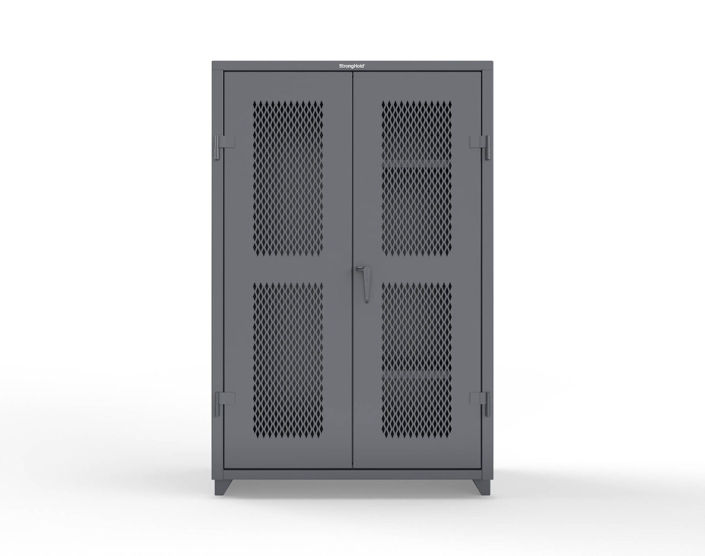 Extra Heavy Duty 14 GA Ventilated (Diamond) Janitorial Cabinet with 3 Shelves - 48 In. W x 24 In. D x 75 In. H - 46-V-BC-243-L-7024