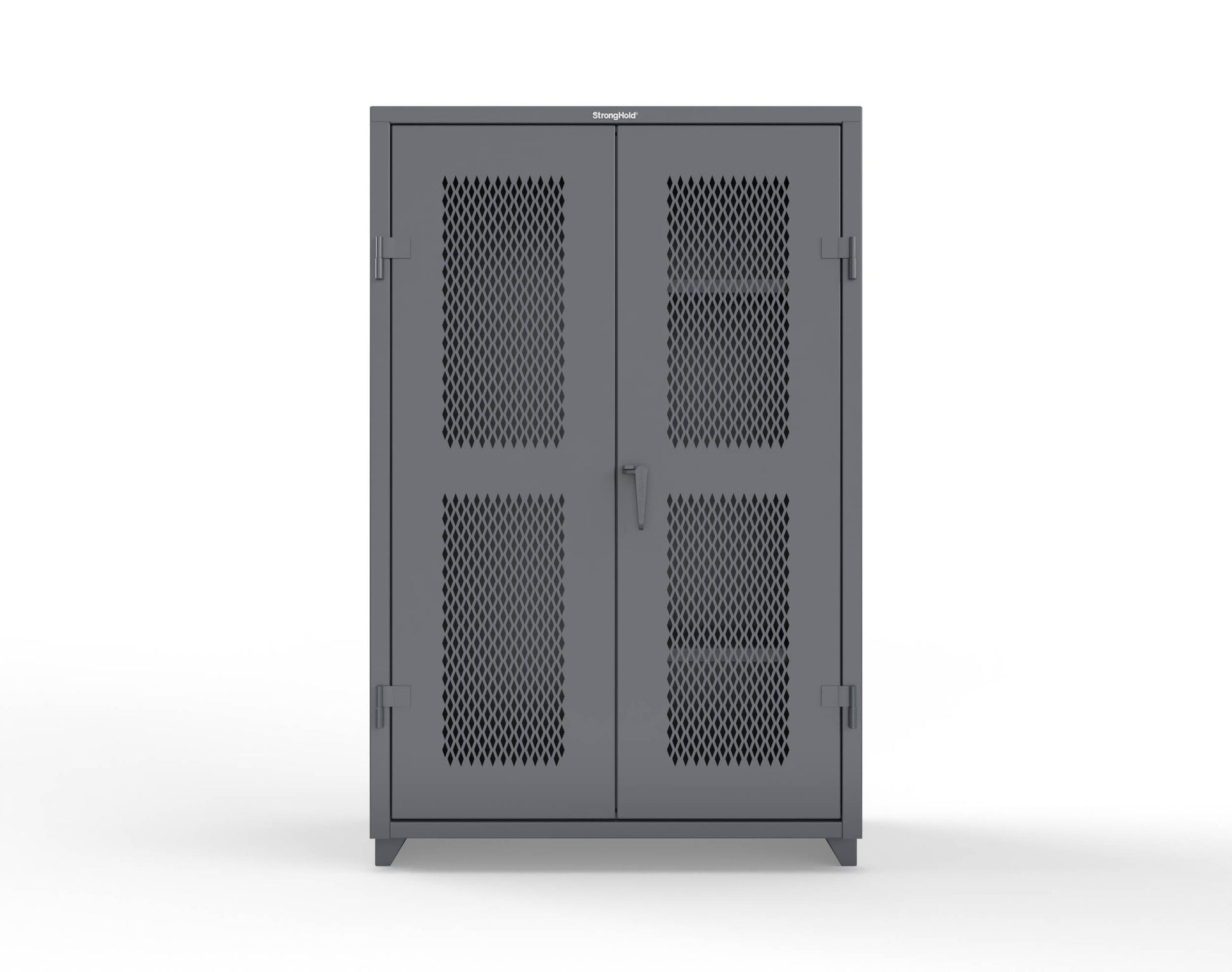 Extra Heavy Duty 14 GA Ventilated (Diamond) Janitorial Cabinet with 3 Shelves - 48 In. W x 24 In. D x 75 In. H - 46-V-BC-243-L-7024