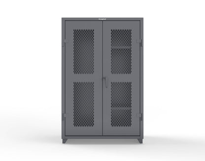 Extra Heavy Duty 14 GA Ventilated (Diamond) Janitorial Cabinet with 3 Shelves - 48 In. W x 24 In. D x 75 In. H - 46-V-BC-243-L-7024
