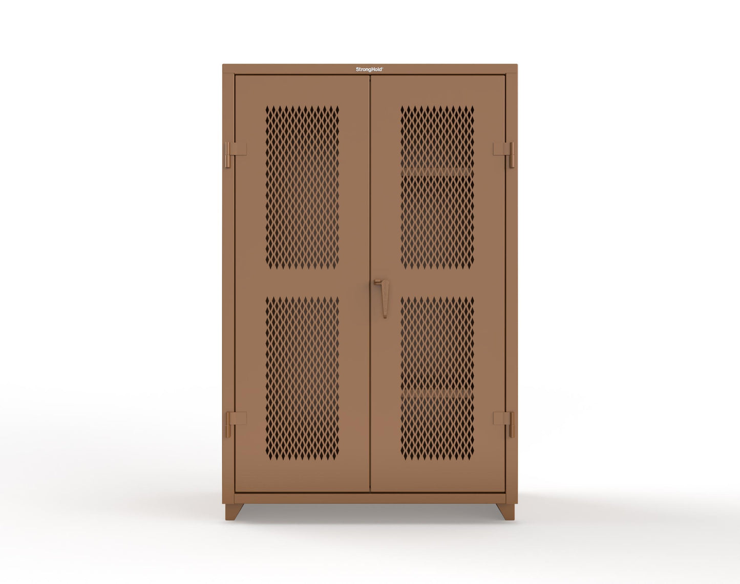 Extra Heavy Duty 14 GA Ventilated (Diamond) Janitorial Cabinet with 3 Shelves - 48 In. W x 24 In. D x 75 In. H - 46-V-BC-243-L-8008
