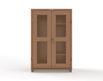 Extra Heavy Duty 14 GA Ventilated (Diamond) Janitorial Cabinet with 3 Shelves - 48 In. W x 24 In. D x 75 In. H - 46-V-BC-243-L-8008