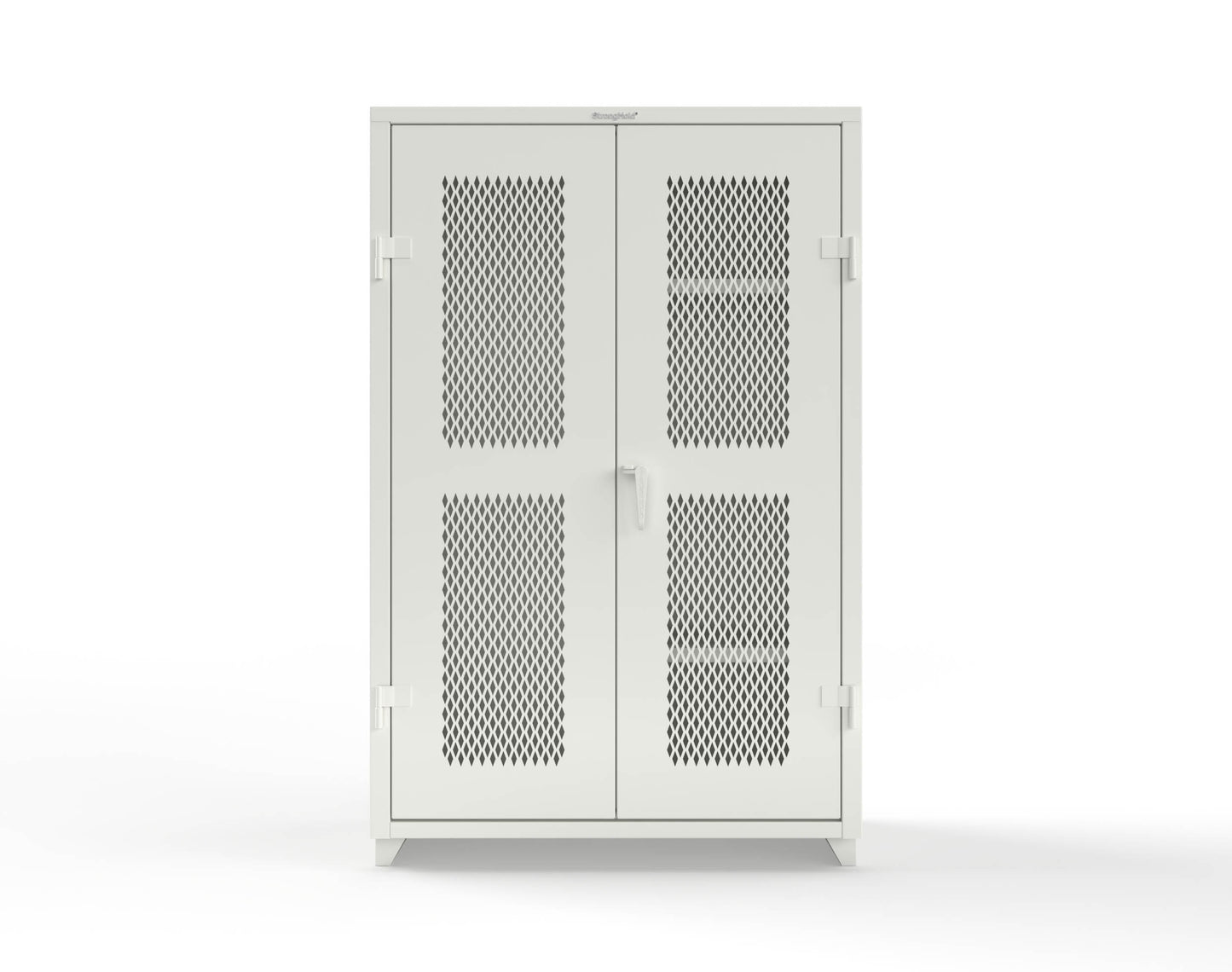 Extra Heavy Duty 14 GA Ventilated (Diamond) Janitorial Cabinet with 3 Shelves - 48 In. W x 24 In. D x 75 In. H - 46-V-BC-243-L-9003