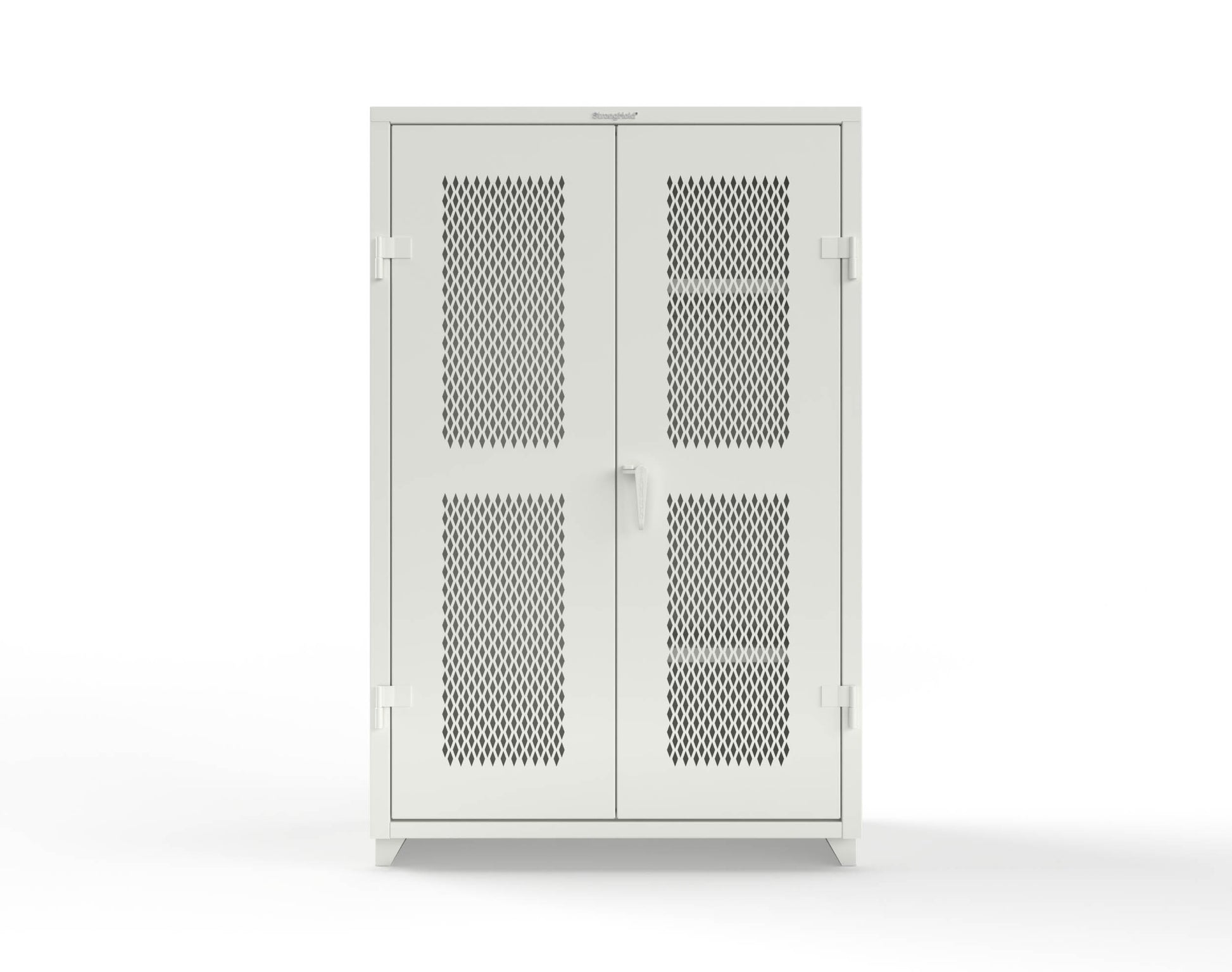 Extra Heavy Duty 14 GA Ventilated (Diamond) Janitorial Cabinet with 3 Shelves - 48 In. W x 24 In. D x 75 In. H - 46-V-BC-243-L-9003