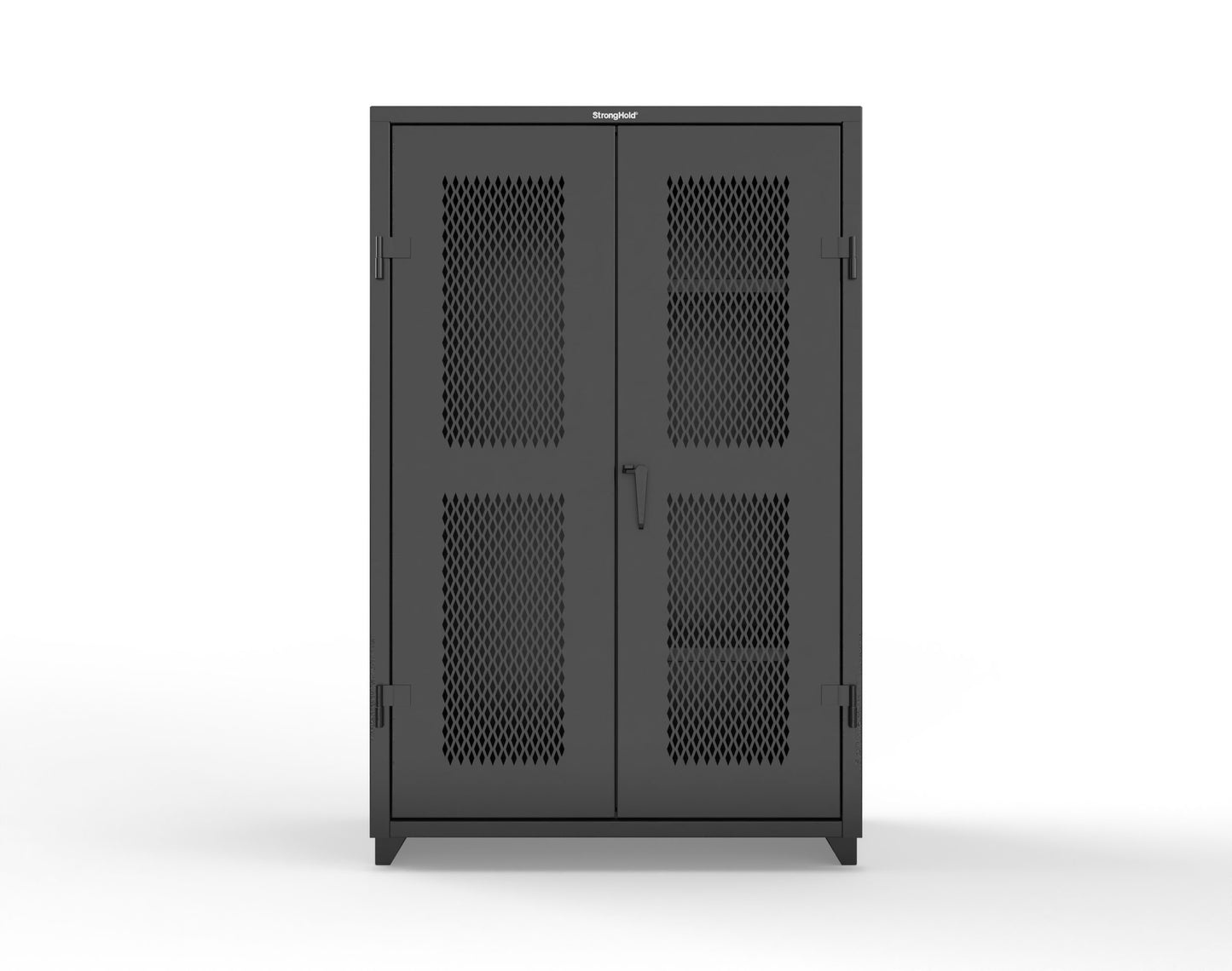 Extra Heavy Duty 14 GA Ventilated (Diamond) Janitorial Cabinet with 3 Shelves - 48 In. W x 24 In. D x 75 In. H - 46-V-BC-243-L-9005