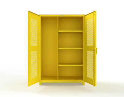 Extra Heavy Duty 14 GA Ventilated (Diamond) Janitorial Cabinet with 3 Shelves - 48 In. W x 24 In. D x 75 In. H - 46-V-BC-243-L-1021