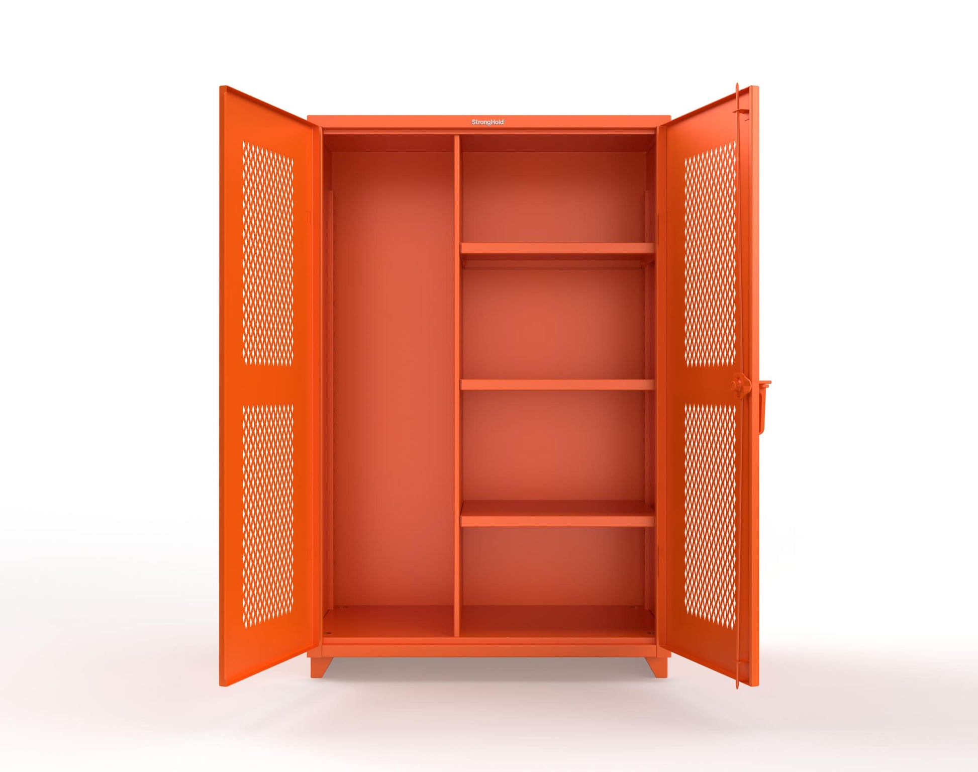 Extra Heavy Duty 14 GA Ventilated (Diamond) Janitorial Cabinet with 3 Shelves - 48 In. W x 24 In. D x 75 In. H - 46-V-BC-243-L-2009