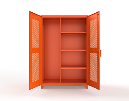 Extra Heavy Duty 14 GA Ventilated (Diamond) Janitorial Cabinet with 3 Shelves - 48 In. W x 24 In. D x 75 In. H - 46-V-BC-243-L-2009