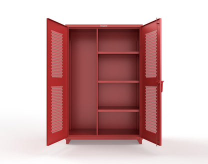 Extra Heavy Duty 14 GA Ventilated (Diamond) Janitorial Cabinet with 3 Shelves - 48 In. W x 24 In. D x 75 In. H - 46-V-BC-243-L-3001