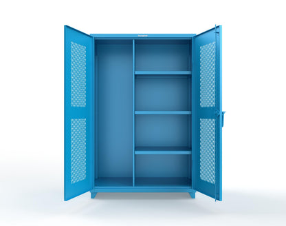 Extra Heavy Duty 14 GA Ventilated (Diamond) Janitorial Cabinet with 3 Shelves - 48 In. W x 24 In. D x 75 In. H - 46-V-BC-243-L-5012