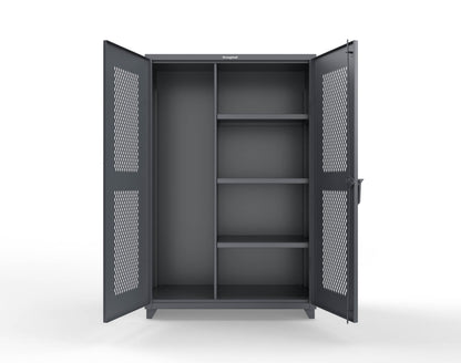 Extra Heavy Duty 14 GA Ventilated (Diamond) Janitorial Cabinet with 3 Shelves - 48 In. W x 24 In. D x 75 In. H - 46-V-BC-243-L-7024