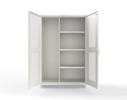 Extra Heavy Duty 14 GA Ventilated (Diamond) Janitorial Cabinet with 3 Shelves - 48 In. W x 24 In. D x 75 In. H - 46-V-BC-243-L-9003