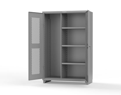 Extra Heavy Duty 14 GA Ventilated (Diamond) Janitorial Cabinet with 3 Shelves - 48 In. W x 24 In. D x 75 In. H - 46-V-BC-243-L-7037