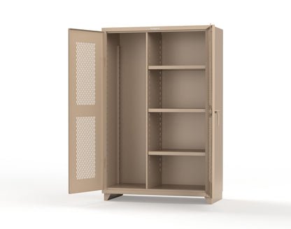 Extra Heavy Duty 14 GA Ventilated (Diamond) Janitorial Cabinet with 3 Shelves - 48 In. W x 24 In. D x 75 In. H - 46-V-BC-243-L-1019