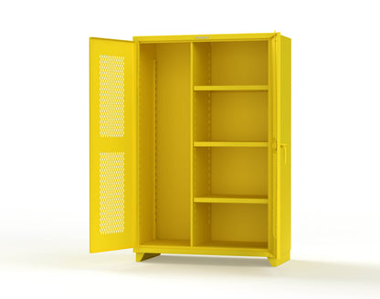 Extra Heavy Duty 14 GA Ventilated (Diamond) Janitorial Cabinet with 3 Shelves - 48 In. W x 24 In. D x 75 In. H - 46-V-BC-243-L-1021