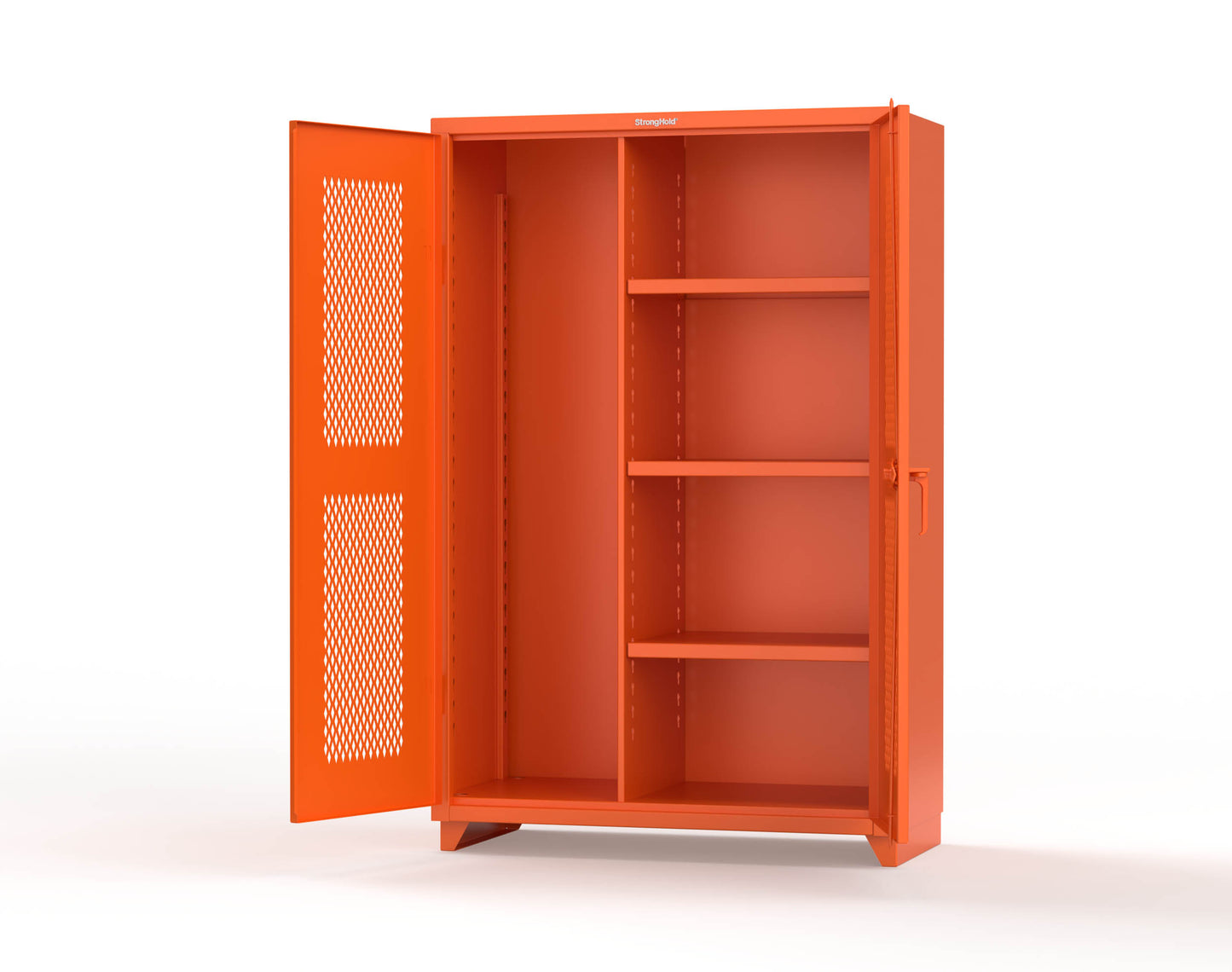 Extra Heavy Duty 14 GA Ventilated (Diamond) Janitorial Cabinet with 3 Shelves - 48 In. W x 24 In. D x 75 In. H - 46-V-BC-243-L-2009