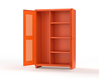 Extra Heavy Duty 14 GA Ventilated (Diamond) Janitorial Cabinet with 3 Shelves - 48 In. W x 24 In. D x 75 In. H - 46-V-BC-243-L-2009