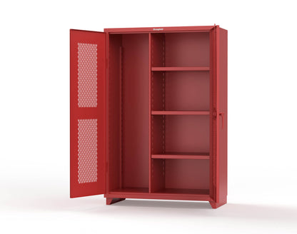 Extra Heavy Duty 14 GA Ventilated (Diamond) Janitorial Cabinet with 3 Shelves - 48 In. W x 24 In. D x 75 In. H - 46-V-BC-243-L-3001