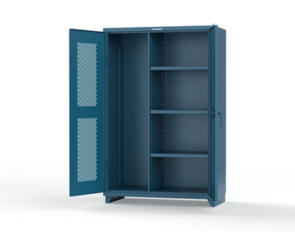Extra Heavy Duty 14 GA Ventilated (Diamond) Janitorial Cabinet with 3 Shelves - 48 In. W x 24 In. D x 75 In. H - 46-V-BC-243-L-5001