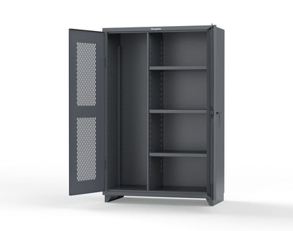 Extra Heavy Duty 14 GA Ventilated (Diamond) Janitorial Cabinet with 3 Shelves - 48 In. W x 24 In. D x 75 In. H - 46-V-BC-243-L-7024