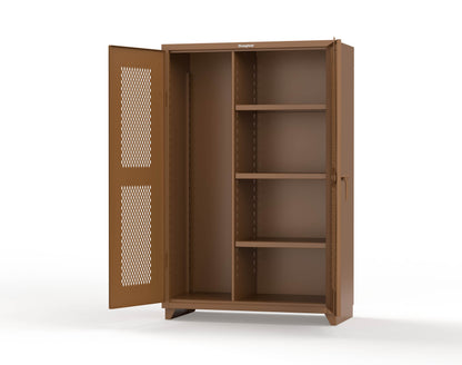 Extra Heavy Duty 14 GA Ventilated (Diamond) Janitorial Cabinet with 3 Shelves - 48 In. W x 24 In. D x 75 In. H - 46-V-BC-243-L-8008