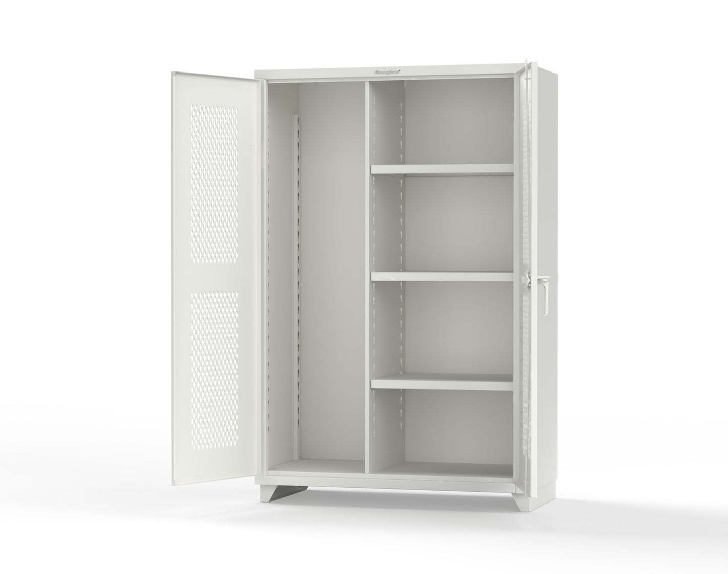 Extra Heavy Duty 14 GA Ventilated (Diamond) Janitorial Cabinet with 3 Shelves - 48 In. W x 24 In. D x 75 In. H - 46-V-BC-243-L-9003