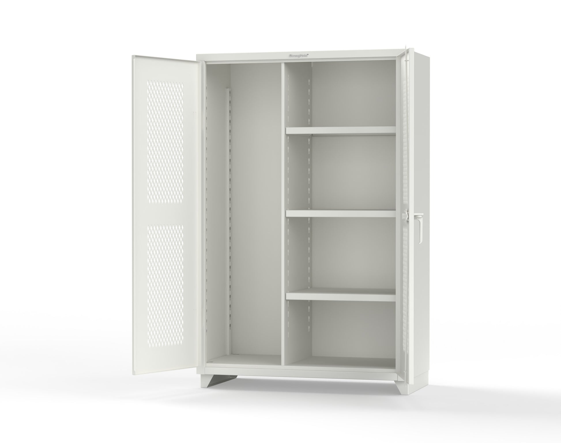 Extra Heavy Duty 14 GA Ventilated (Diamond) Janitorial Cabinet with 3 Shelves - 48 In. W x 24 In. D x 75 In. H - 46-V-BC-243-L-9003