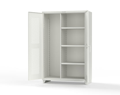 Extra Heavy Duty 14 GA Ventilated (Diamond) Janitorial Cabinet with 3 Shelves - 48 In. W x 24 In. D x 75 In. H - 46-V-BC-243-L-9003