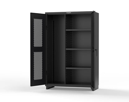 Extra Heavy Duty 14 GA Ventilated (Diamond) Janitorial Cabinet with 3 Shelves - 48 In. W x 24 In. D x 75 In. H - 46-V-BC-243-L-9005