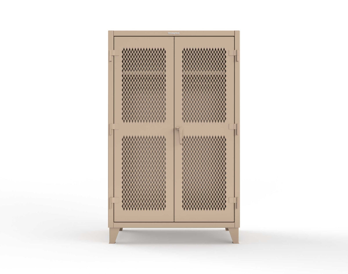 Extreme Duty 12 GA Uniform Ventilated (Diamond) Cabinet with Hanger Rod, 1 Shelf - 48 In. W x 24 In. D x 78 In. H - 46-V-WR-241-1019