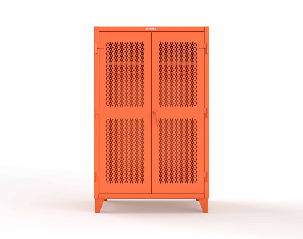 Extreme Duty 12 GA Uniform Ventilated (Diamond) Cabinet with Hanger Rod, 1 Shelf - 48 In. W x 24 In. D x 78 In. H - 46-V-WR-241-2004