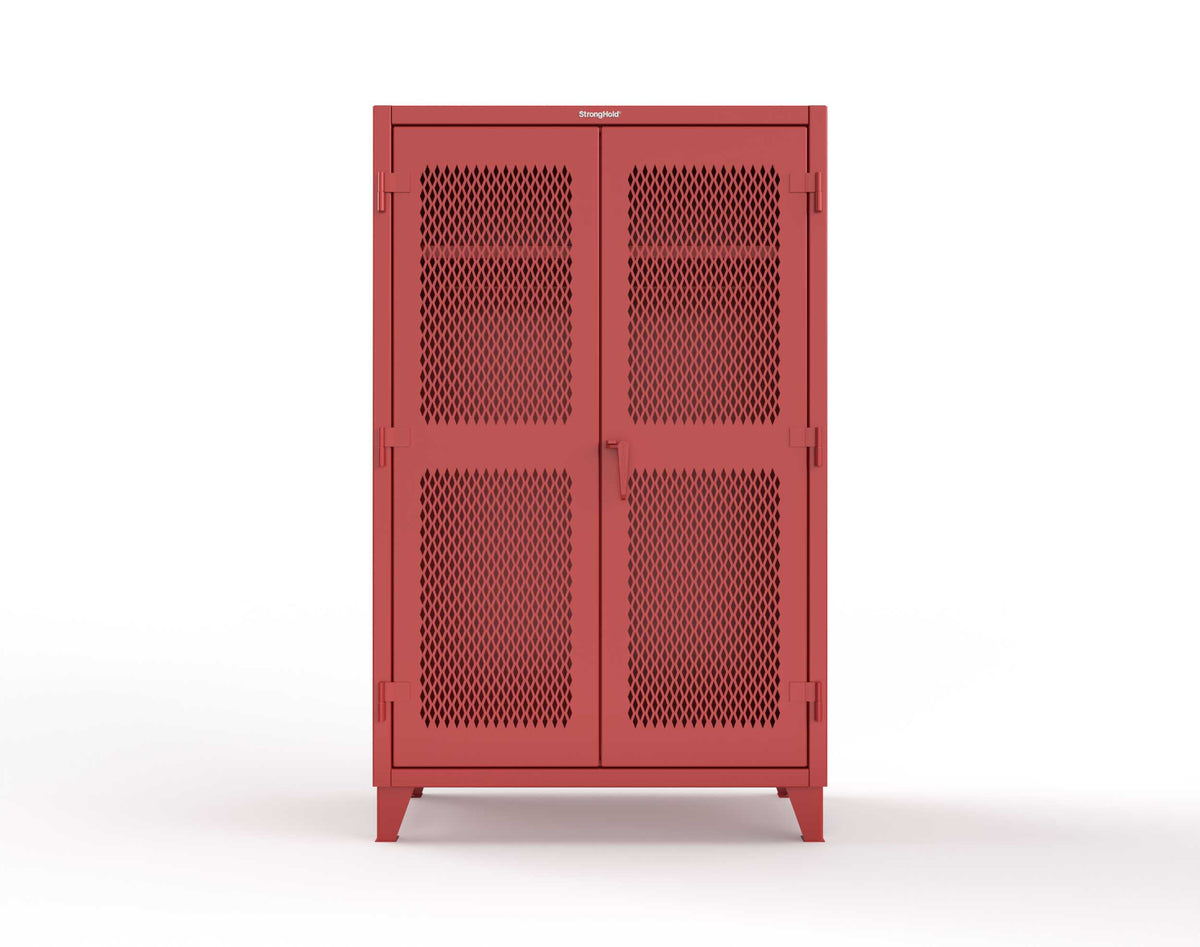 Extreme Duty 12 GA Uniform Ventilated (Diamond) Cabinet with Hanger Rod, 1 Shelf - 48 In. W x 24 In. D x 78 In. H - 46-V-WR-241-3001