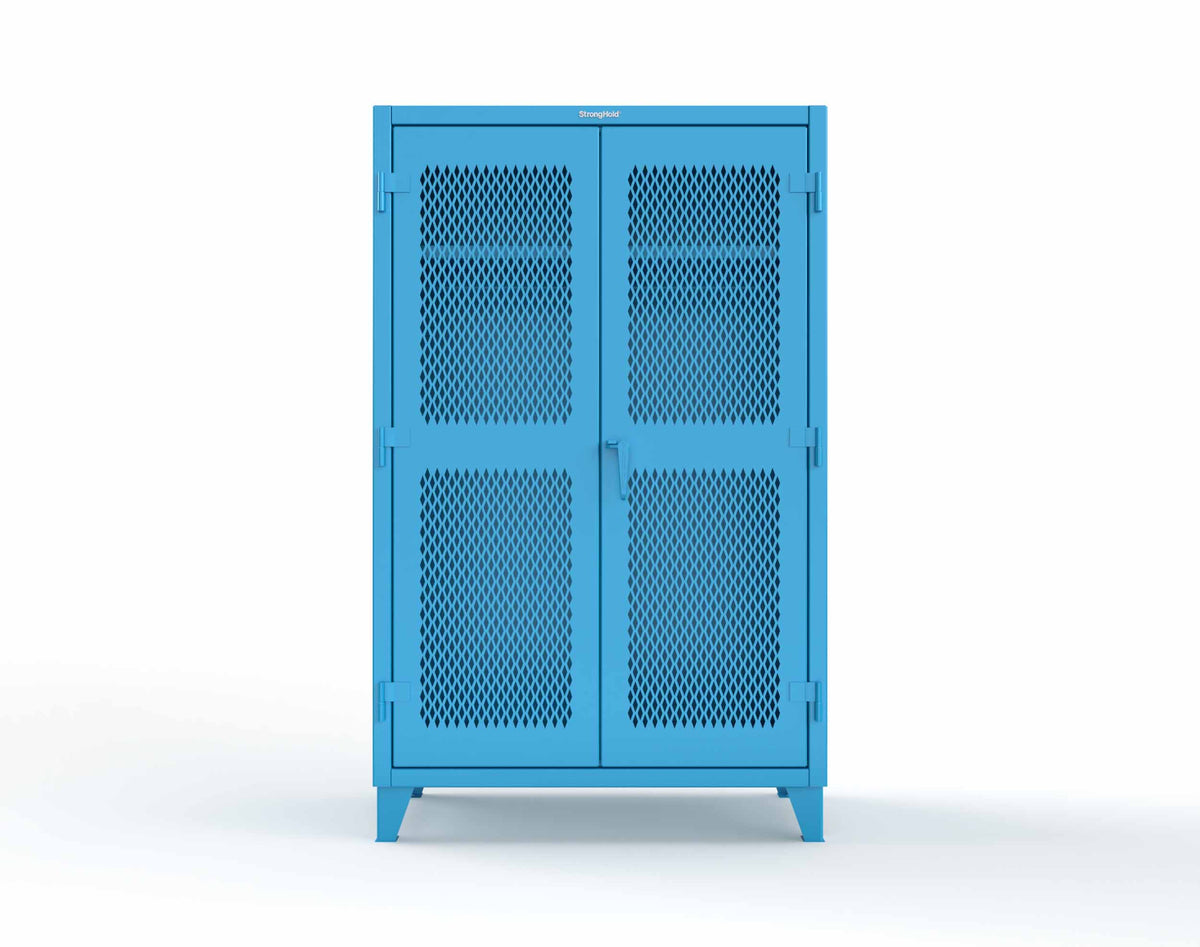 Extreme Duty 12 GA Uniform Ventilated (Diamond) Cabinet with Hanger Rod, 1 Shelf - 48 In. W x 24 In. D x 78 In. H - 46-V-WR-241-5012