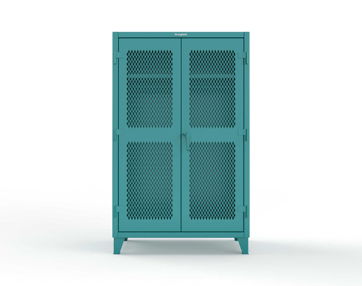 Extreme Duty 12 GA Uniform Ventilated (Diamond) Cabinet with Hanger Rod, 1 Shelf - 48 In. W x 24 In. D x 78 In. H - 46-V-WR-241-5021
