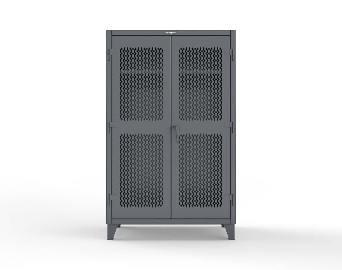 Extreme Duty 12 GA Uniform Ventilated (Diamond) Cabinet with Hanger Rod, 1 Shelf - 48 In. W x 24 In. D x 78 In. H - 46-V-WR-241-7024