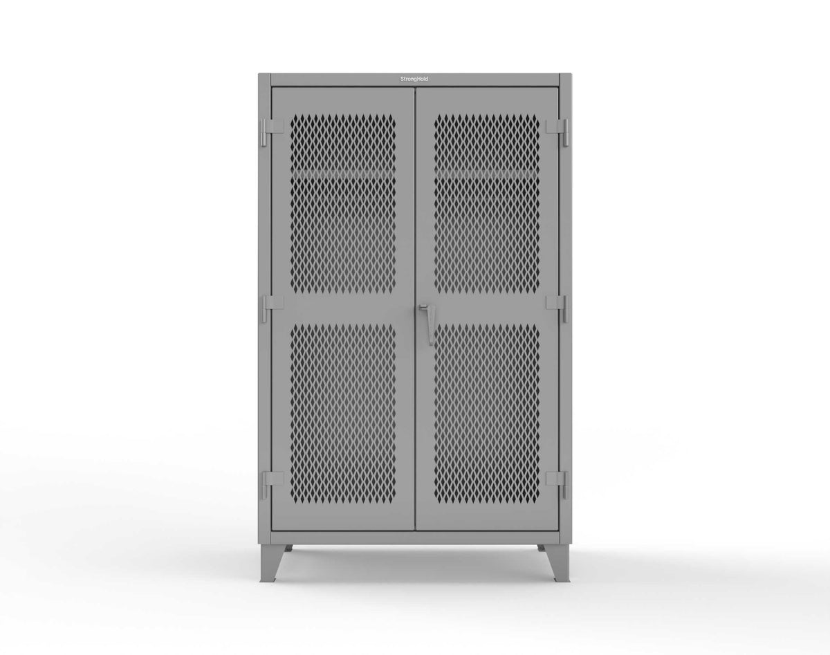 Extreme Duty 12 GA Uniform Ventilated (Diamond) Cabinet with Hanger Rod, 1 Shelf - 48 In. W x 24 In. D x 78 In. H - 46-V-WR-241-7037