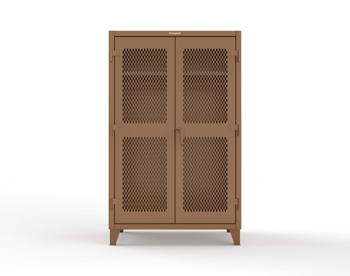 Extreme Duty 12 GA Uniform Ventilated (Diamond) Cabinet with Hanger Rod, 1 Shelf - 48 In. W x 24 In. D x 78 In. H - 46-V-WR-241-8025