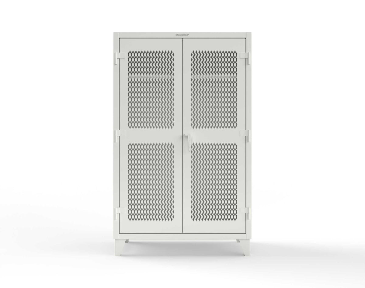 Extreme Duty 12 GA Uniform Ventilated (Diamond) Cabinet with Hanger Rod, 1 Shelf - 48 In. W x 24 In. D x 78 In. H - 46-V-WR-241-9003