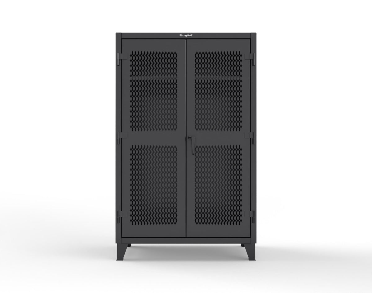 Extreme Duty 12 GA Uniform Ventilated (Diamond) Cabinet with Hanger Rod, 1 Shelf - 48 In. W x 24 In. D x 78 In. H - 46-V-WR-241-9005