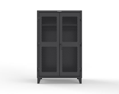 Extreme Duty 12 GA Uniform Ventilated (Diamond) Cabinet with Hanger Rod, 1 Shelf - 48 In. W x 24 In. D x 78 In. H - 46-V-WR-241-9005