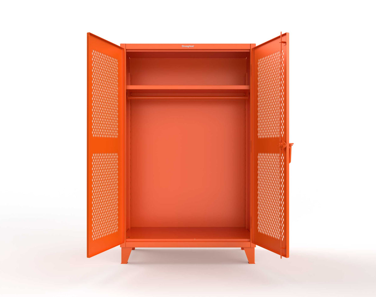 Extreme Duty 12 GA Uniform Ventilated (Diamond) Cabinet with Hanger Rod, 1 Shelf - 48 In. W x 24 In. D x 78 In. H - 46-V-WR-241-2004